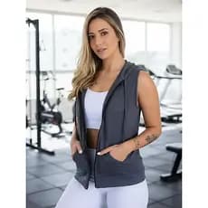 Colete Feminino Fitness Capuz