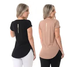 Kit 2 Blusa Feminina Academia Life Style Preta e Marrom