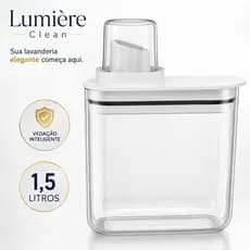 Dispenser para Sabão Líquido 1,5L Transparente com Vedação Silicone Antivazamento e Dosagem Controlada Lumière Clean