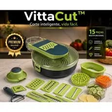 Kit Ralador Fatiador VittaCut™ 15 Peças Multifuncional Cortador de Legumes Vegetais Cozinha