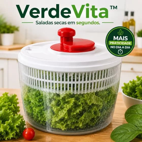 Centrífuga de Salada Manual 4L VerdeVita™ | Escorredor e Secador de Verduras, Folhas e Legumes