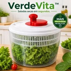 Centrífuga de Salada Manual 4L VerdeVita™ | Escorredor e Secador de Verduras, Folhas e Legumes