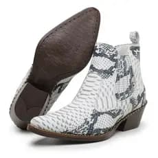 Bota Country Masculina Texana Macia Botina Escamada Cobra de Couro Legitimo Bico Fino