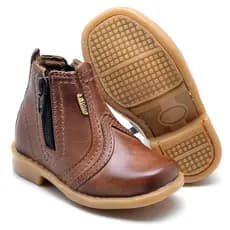 Bota Botina Infantil F1000 Country com zíper/Couro Legitimo, Sola de Borracha.