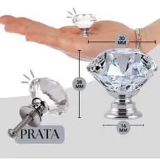 Puxador de Diamante para Porta Gaveta Banheiro Armário 30mm / 40mm