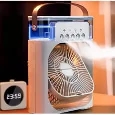 Mini Ar Condicionado, Umidificador e Ventilador Portátil 3 em 1 Carregável USB Potente e Silencioso.