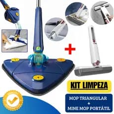 Esfregão MOP Giratório Triangular Limpeza Banheiro Janela Teto + Mini MOP Esfregão Portátil PREMIUM