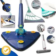 Esfregão Mop Giratório Limpeza Chão Vidros Teto + Rodo Silicone Vassoura Mágica + Mini MOP Rodinho