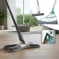 Esfregão Limpeza Mop Chão Vidros Teto + Rodo Silicone Vassoura Mágica + Mini MOP Rodinho