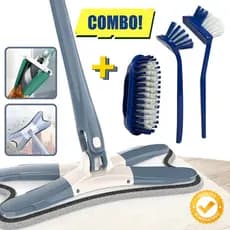 Rodo Mop X Esfregão Limpeza  Pisos Chão Janelas  Banheiro + KIT 3 Escovas Multiuso Faxina Pisos
