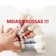 Meias Térmicas Antiterrapante Grossas Infantil de Lã de Corte Alto Para Se Aquecer no Inverno
