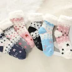 Kit 1 a 6 Pares Meia Inverno de lã térmica infantil para menina e minino Com Antiderrapante