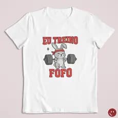 Camiseta Camisa 30.1 Premium de Treino Unissex Eu Treino Fofo Desenho de Academia GYM Unissex 100% Algodão Envio Imediat