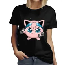 Camiseta Camisa Blusa  Regular Casual  30.1 Treino Jigglypuff Pokemon Academia Treino Fofo 100% Algodão - Envio Rapido P