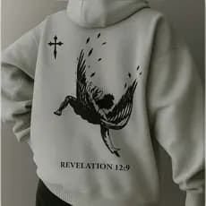 Blusa Moletom Masculino anjo caindo Casual Flanelado Bolso e Touca Revelation