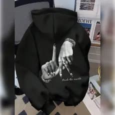 Moletom com Capuz de Manga Longa Estilo Casual Solto com Estampa