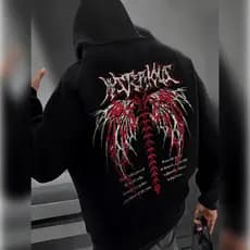 Moletom Sweatshirt com capuz forrado a lã para homem e mulher - Impressão de esqueleto na frente e traseira, jaqueta ca