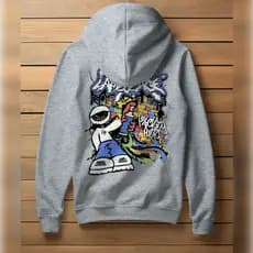 Blusa Moletom Premium Algodão Streetwear Estampada Oversized Desenho Anime CANGURU