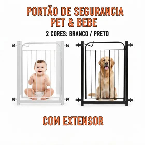 Grade de Proteção Bebê Pets 78x94cm Grade Segurança Portãozinho de Proteção Para Cães Cachorro Criança Kids Com Extensor