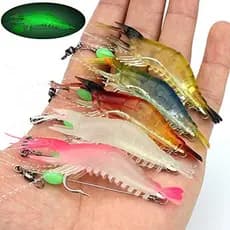 Conjunto De Iscas Luminosas De Pesca De Camarão Com Contas Giratórias De Anzol Silicone Artificial Isca Brilhante Para Robalo