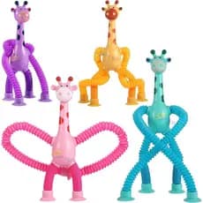 Tubo Esticado Girafa Brinquedo com Ventosa Led Sensorial Infantil