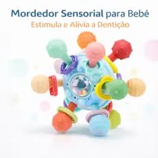 Mordedor Chocalho Bebê Bola Sensorial Silicone – Massageador de Gengiva para Dentição Infantil