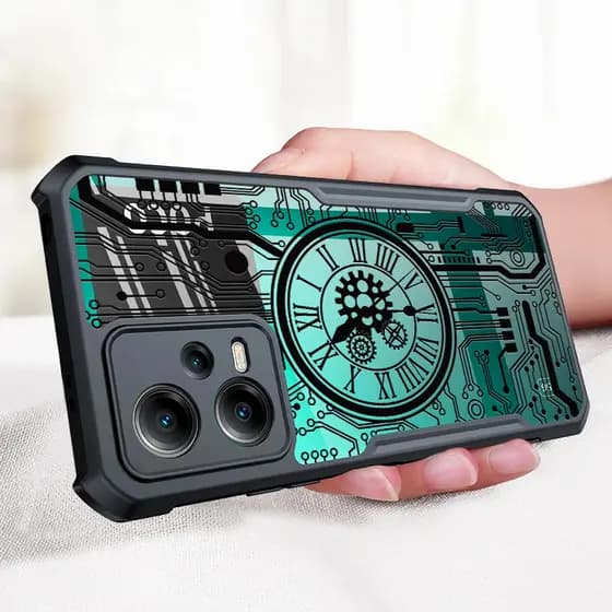 Relógio Mecânico Padrão De Relógios Caixa Transparente À Prova De Choque Xiaomi POCO X5 Pro X4 F4 M4 F3 GT X3 NFC 4G 5G Capa De Pára-Choques Capa Do Airbag Telefone