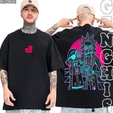 Camisa Rick and Morty Aventura Neon Desenho Camiseta Unissex Oversized