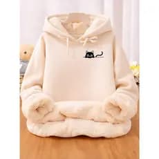 Moletom Com Forro De Pelúcia Casual Luxo Inverno Premium Macio Quente Elegante Chic