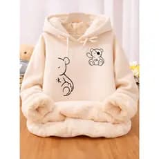 Moletom Peluciado Feminino Pelinho Interno Casual Luxo Macio Quente Inverno Elegante Moda
 Preto