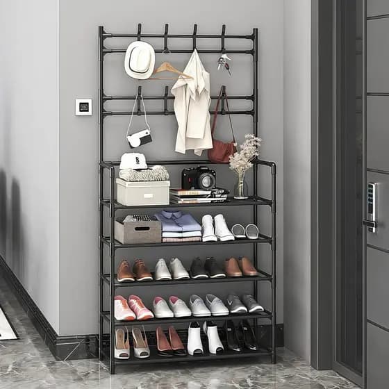 Arara 4/5 Andares Multiuso c/ Sapateira, Cabideiro e Suporte p/ Roupas, Tênis e Closet Quarto