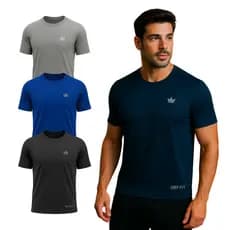 Camiseta Dry Fit Anti-Suor Corrida Masculina Academia Treino Ciclismo Beach Tenis UV Rei do Esporte