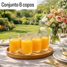 Jogo Copos de Vidro Canelado 420ml Design Elegante e Resistente Ideal para Suco Água Refrigerante Drinks e Café Tr