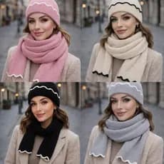 Kit Gorro Touca de Frio Inverno + Cachecol Lã Macia Feminino - Escolha sua cor