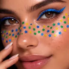 Adesivo Facial Copa Do Mundo Brasil Estrelinhas Yasi Rare Tatuagem Temporária Maquiagem Torcida