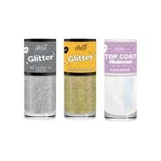 Esmaltes Glitter e Top Coat Nuances Bella Brazil 9ml