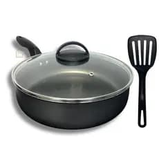 Frigideira 22 cm Antiaderente Teflon com Tampa de Vidro Cor Grafite