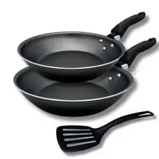 Kit Jogo Frigideiras 2 peças 18 e 20 cm Francesa Antiaderente Teflon com Espatula Nylon Cor Grafite
