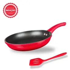 Frigideira Indução Grande 24 cm Antiaderente Cerâmica Fundo Triplo Não Gruda com Espátula