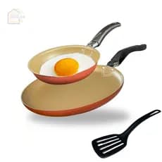 Kit Panquequeira Tapioqueira e Frigideira 1 Ovo Antiaderente Teflon com Espátula Nylon Cereja Bege