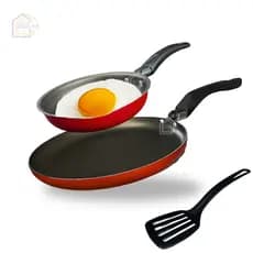 Kit Panquequeira Tapioqueira e Frigideira 1 Ovo Antiaderente Teflon com Espátula Nylon Cor Vermelho