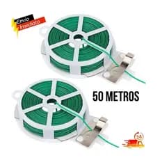 1 OU 2 Rolo de Arame Verde Plastificado 50 Metros P/ Amarração Plantas Orquídeas Jardim
