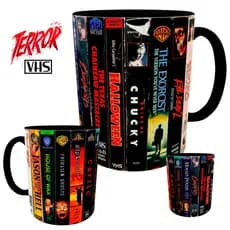 Caneca Personalizada Capa de VHS Filmes Clássicos Terror - Item Colecionável Exclusivo