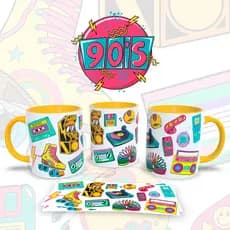 Caneca Personalizada de Porcelana Importada / ESTAMPA EXCLUSIVA / Caneca Retrô Anos 90s / Caneca Nostalgia