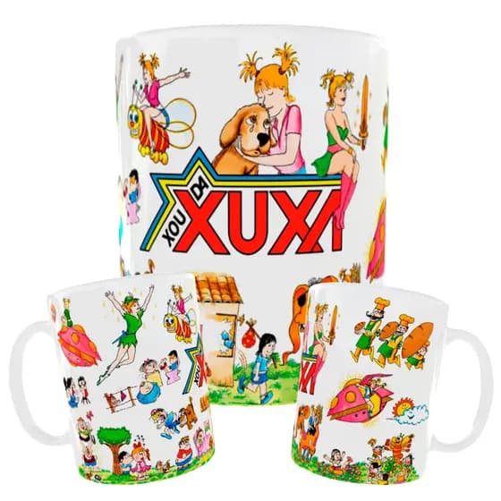 Caneca da Xuxa Retrô Anos 80 Estampa Exclusiva Encarte LP Xou da Xuxa Item Colecionável Exclusivo Difícil de Encontrar