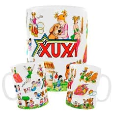 Caneca da Xuxa Retrô Anos 80 Estampa Exclusiva Encarte LP Xou da Xuxa Item Colecionável Exclusivo Difícil de Encontrar