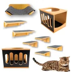 Playground Gato REFORÇADO PREMIUM 9pçs Nichos Prateleiras MONTADAS E PARAFUSADAS Coisas Para Gato