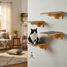 Prateleiras Para Gatos Tam. M 4 pçs c/ Carpete MDF 15mm REFORÇADO Gatificação Playground Para Gato