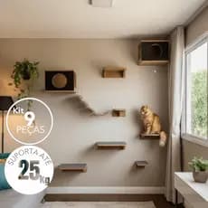 Playground Gato Reforçado 9pçs Montado Exclusivo BT Wood Parque Gatos Moderno Completo