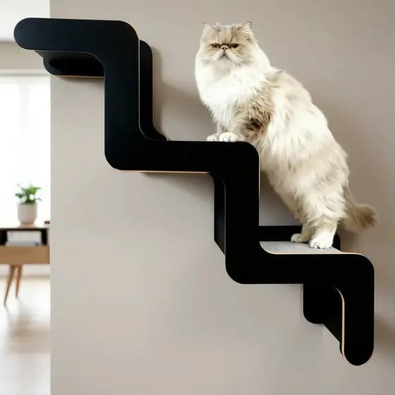 Prateleira para Gato de Parede Escada Gato 3 Degraus Playground para Gatos MDF 15mm Suspensa Carpete